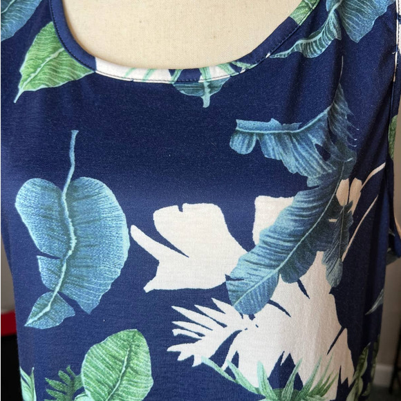 Spadehill Sleeveless Dress in Blue and Green Leaf Print Size XL - Picture 2 of 6